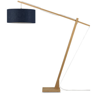 GOOD&MOJO Vloerlamp 'Montblanc' Bamboe en Eco linnen, 207cm, kleur Denimblauw