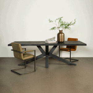 Tower Living Eettafel 'Sovana' Acacia Boomstam kleur Zwart, 220 x 100cm