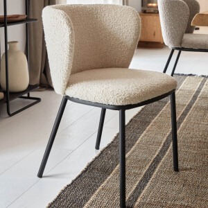 Kave Home Eetkamerstoel 'Ciselia' Bouclé, kleur Wit