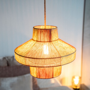 By-Boo Hanglamp 'Cirque' Jute, 30cm, kleur Naturel/Rood