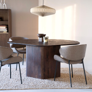 Eleonora Organische Eettafel 'Beau' Mangohout, 150 x 124cm, kleur Bruin