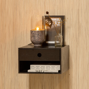 WOOOD Zwevend Nachtkastje 'Nancy' Met 1 lade, kleur Zwart