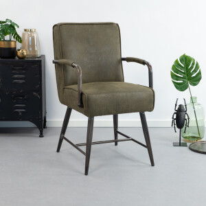 Sohome Eetkamerstoel 'Helmut' met armleuning, kleur groen