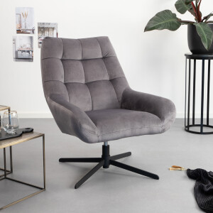 Sohome Draaifauteuil 'Nela' Velvet, kleur Donkergrijs