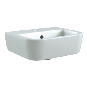 Nemo Spring Sun handwasbakje 400 x 325 x165 mm porselein wit rechthoekig voorgeboord centraal kraangat met overloop LH10100