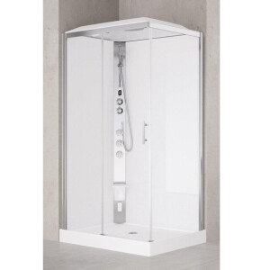 Nemo Spring Vidrio Hammam douchecabine 120x90cm links met schuifdeur en vaste wanden in veiligheidsglas met jets thermostatische douchekraan VMV2P290ST5-1B