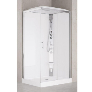 Nemo Spring Vidrio Hammam douchecabine 120x90cm rechts met schuifdeur en vaste wanden in veiligheidsglas met jets thermostatische douchekraan VMV2P290DT5-1B
