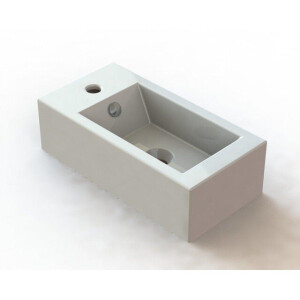 Nemo Spring Vigo handwasbakje 250 x 500 x 145 mm porselein wit rechthoekig voorgeboord kraangat links met overloop TR4127