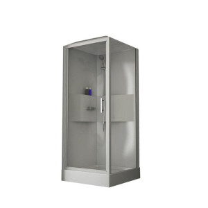 Nemo Start - Lilou Plus - complete douchecabine - 1 draaideur - 6mm veiligheidsglas - omkeerbaar - douchebak acryl 90x90cm - met dak - regendouche - helder wit CLLGF90TF-1AA