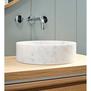 Nemo Stock Java Marble opbouwwastafel rond 380 x 380 x 110 mm marmer wit WD38334N WHITE MARBLE