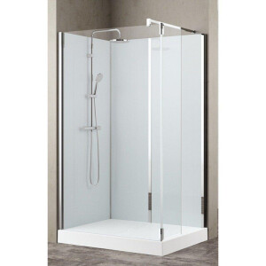 Nemo Stock Vidrio complete inloopdouche - 120x90x195cm - met zijwand 37cm - met garnituur - achterwand wit - douchebak wit - chroom RNAA12090H2-A