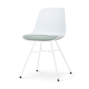 Noa-Liv eetkamerstoel wit met zacht groen zitkussen - wit onderstel