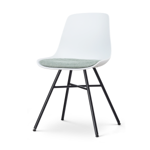 Noa-Liv eetkamerstoel wit met zacht groen zitkussen - zwart onderstel