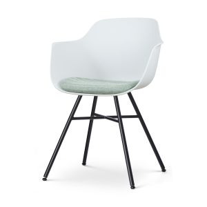 Noa-Liz eetkamerstoel wit met zacht groen zitkussen - zwart onderstel