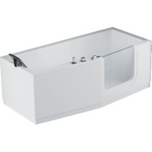 Novellini Iris Combi bad acryl rechts met deur en zonder panelen 180x75/85x62cm met frame wit iri218085cd-a0