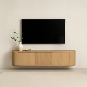 Livingfurn Hangend TV-meubel 'Novero' Eiken, 180cm, kleur Naturel