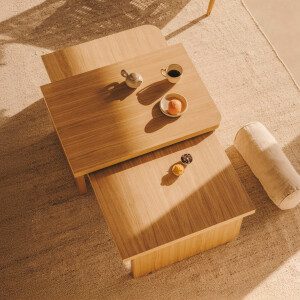 Kave Home Salontafel 'Oaq' Set van 2 stuks, Eiken