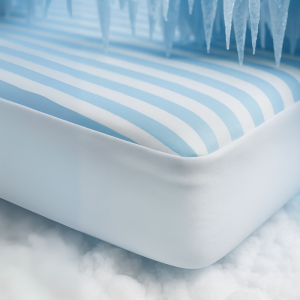 Hoeslaken Cool Touch Technology - Blauw Wit - Dekbed-Discounter.nl