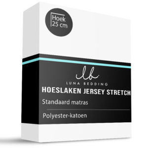 Hoeslaken - Jersey Stretch - Wit - 160x200 cm - Keuze Uit Meerdere Kleuren - Luna Bedding - Dekbed-Discounter.nl