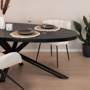 Sohome Ovale Eettafel 'Joshua' Mangohout, 200 x 100cm, kleur Zwart