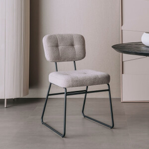 Tower Living Eetkamerstoel 'Padola' Bouclé, kleur Zand