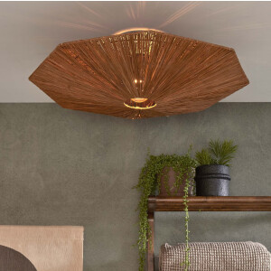 GOOD&MOJO Plafondlamp 'Panama' Raffia, 65cm, kleur Bruin