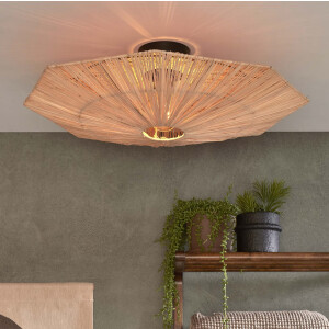 GOOD&MOJO Plafondlamp 'Panama' Raffia, 65cm, kleur Naturel