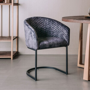 Tower Living Eetkamerstoel 'Pellaro' Velvet, kleur Donkergrijs