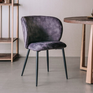 Tower Living Eetkamerstoel 'Perano' Velvet, kleur Donkergrijs