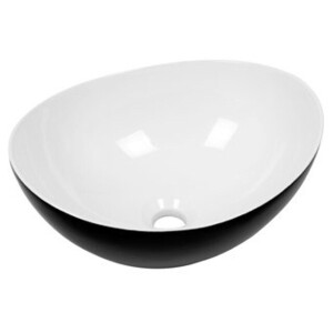 Plieger Scale keramische opbouw waskom ovaal 40.6x32.2x18.2cm zwart/wit 0276147