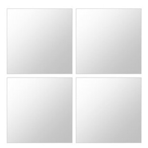Plieger Tiles 3mm tegelspiegel per 4 stuks met kleefstrips 30x30cm zilver PL4350016