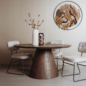 Tower Living Ronde Eettafel 'Premana' Mangohout, 130cm, kleur Bruin