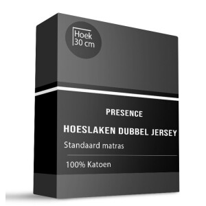 Hoeslaken - Katoen Dubbel Jersey - 140x200cm - Zwart - Presence - Dekbed-Discounter.nl