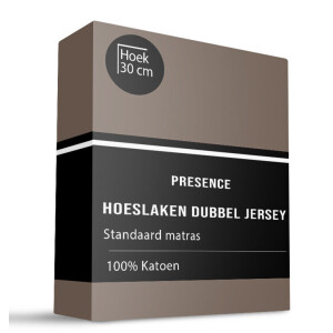 Hoeslaken - Katoen Dubbel Jersey - 140x200cm - Taupe - Presence - Dekbed-Discounter.nl