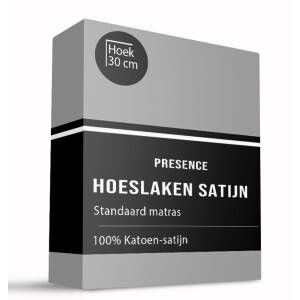 Hoeslaken - Katoen Satijn - 180x210cm - Zilver - Presence - Dekbed-Discounter.nl