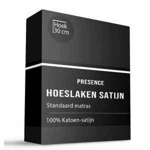 Hoeslaken - Katoen Satijn - Zwart - 180x200cm - Zwart - Presence - Dekbed-Discounter.nl