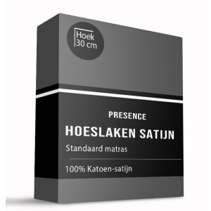 Topper Hoeslaken Katoen Satijn 90x200 Cm Antraciet Ademend & Zacht Presence - Dekbed-Discounter.nl