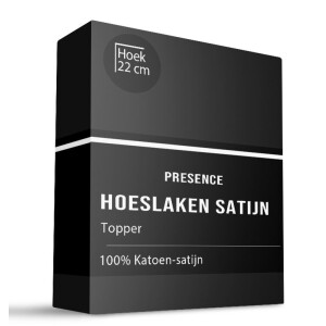 Topper Hoeslaken Katoen Satijn 180x210 Cm Zwart Ademend & Zacht Presence - Dekbed-Discounter.nl