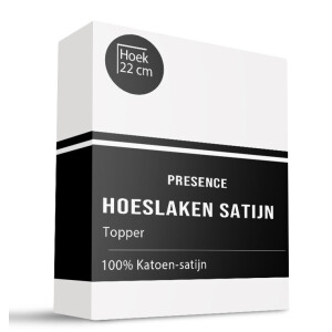 Topper Hoeslaken - Katoen Satijn - Wit - 140x200cm - Wit - Presence - Dekbed-Discounter.nl