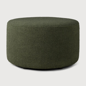 Ethnicraft Poef 'Barrow' 60cm, Structuurstof, kleur Pine Green