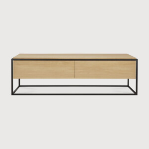 Ethnicraft TV-meubel 'Monolit' Geolied Eikenhout, 140cm, kleur Naturel