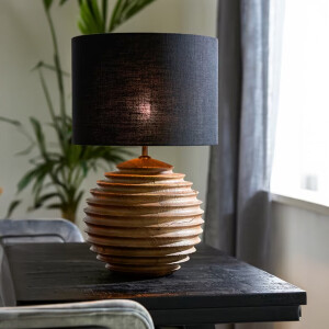 Light & Living Tafellamp 'Renzo' Mangohout, 38cm, kleur Mat Bruin (excl. kap)