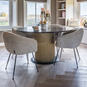 Richmond Ronde Eettafel 'Ironville' Marmer en Acaciahout, Ø140cm