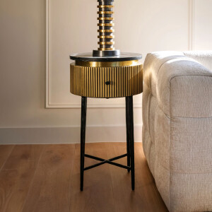 Richmond Bijzettafel/Nachtkastje 'Ironville' Marmer en Brass, 40cm