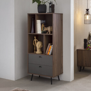 Artistiq Wandkast 'Romain' 138 x 60cm, kleur Walnoot / Grijs