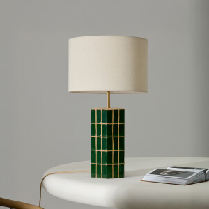 Kave Home Tafellamp 'Rue' Keramiek incl. kap, kleur groen / ecru