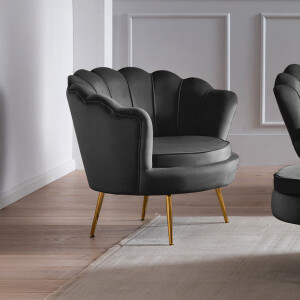 Artistiq Fauteuil 'Lizzy', Velvet, kleur Zwart