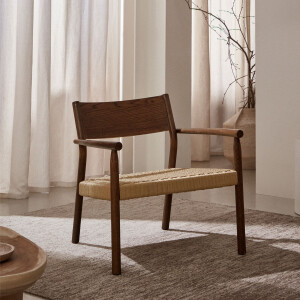 Kave Home Fauteuil 'Yalia' Eikenhout, kleur Walnoot