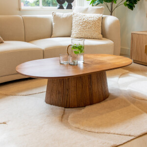 Sohome Ovale Salontafel 'Olav' Mangohout, 120 x 70cm, kleur Lichtbruin