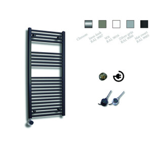 Sanicare Elektrische Design Radiator - 111.8 x 60 cm - 730 Watt - thermostaat chroom linksonder - mat zwart HRLEC 601118/A